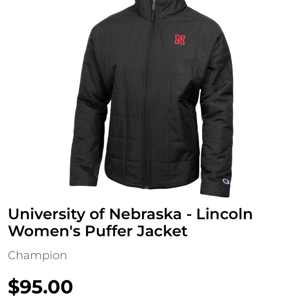 Nebraska Huskers Champion Women's Black Puffer Jacket